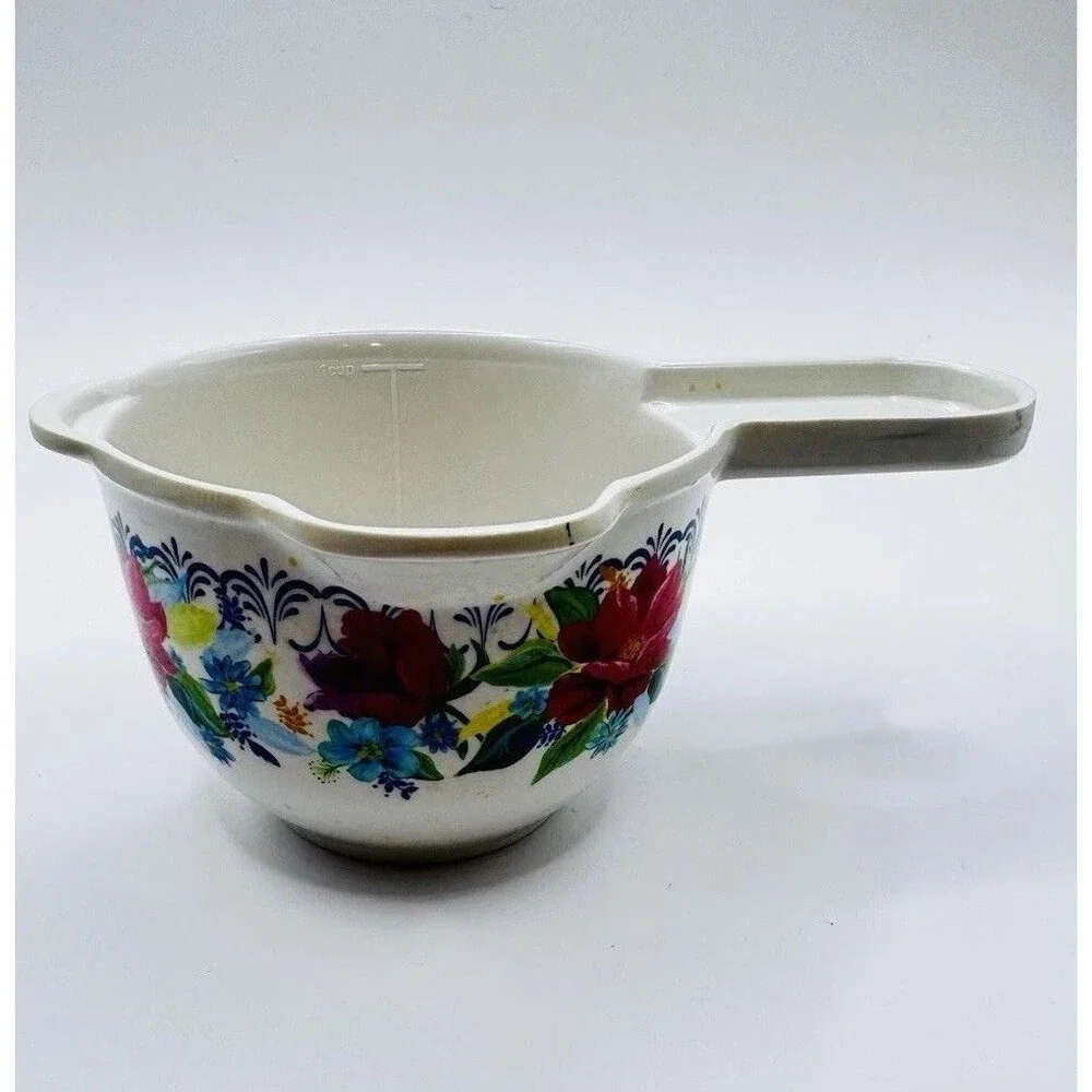 Vintage Floral Plastic Measuring Cups Set of 4 Nesting 1/3 1/4 1/2  1 Cup Retro